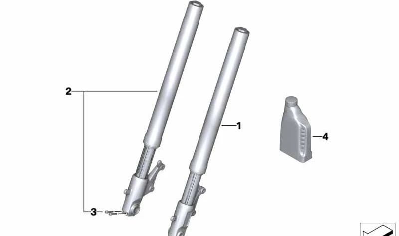 Horquilla delantera izquierda OEM 31428566203 para BMW Motorrad C Evolution, C 650 Sport y C 650 GT (CK17, CK18, CK19). Compatible desde 2014 hasta 2020. Recambio original BMW Motorrad.