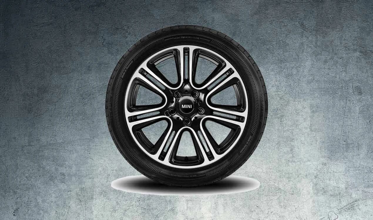 Jante de liga leve 18" 7.5J ET52 Twin Spoke R135 bicolor preto/polido OEM 36109808516 para MINI Countryman R60, Paceman R61... e muito mais. MINI originais.