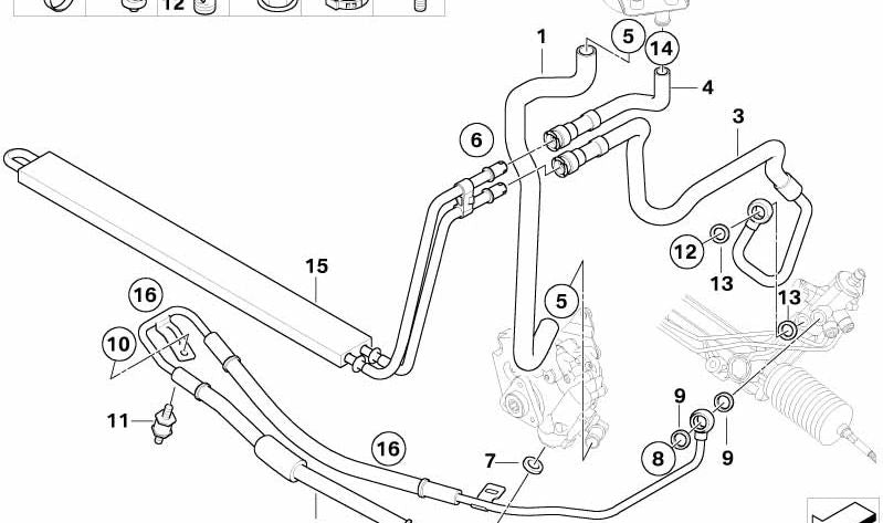 Manguito de expansión dirección asistida OEM 32416763980 para BMW E53. Original BMW.