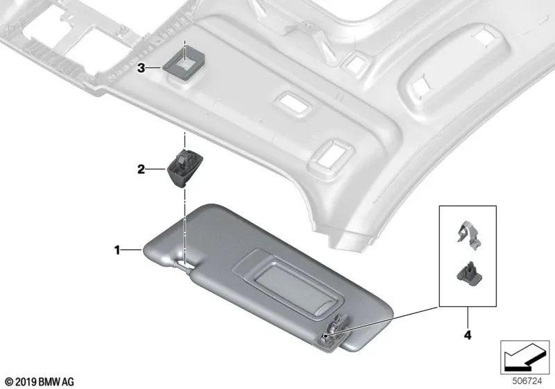 Parasol Alcántara Izquierdo OEM 51165A2DAA7 para BMW X5 G05, X5 M F95, X7 G07. Original BMW.