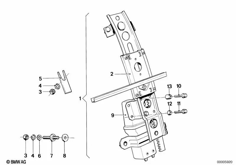 Elevador de ventana trasero derecho para BMW E24 (OEM 51371874606). Original BMW