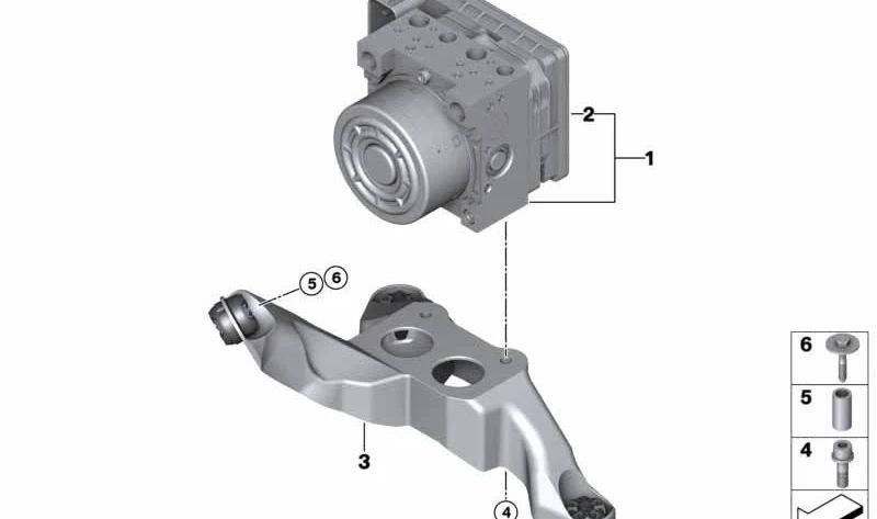 DSC hydroaggregate for BMW 2 Series F45, F45N, X1 F48N, F49, F49N, X2 F39, MINI F60, F60N (OEM 34515A374B9). Genuine BMW