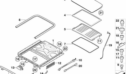 Techo corredizo OEM 54137195630 para BMW E60, E61. Original BMW.