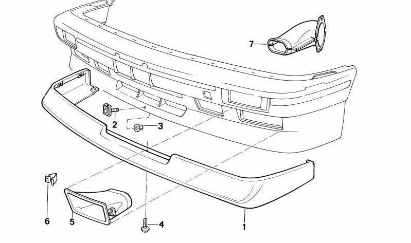 Conducto de aire derecho para BMW Serie 3 E30 (OEM 51712233042). Original BMW