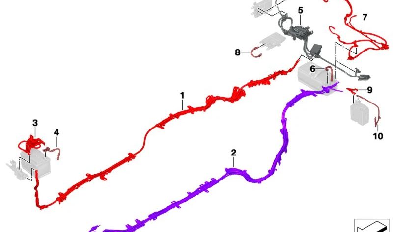Cabo de bateria negativo para BMW G60, G61, G68, G70 (OEM 61215A6A671). BMW original