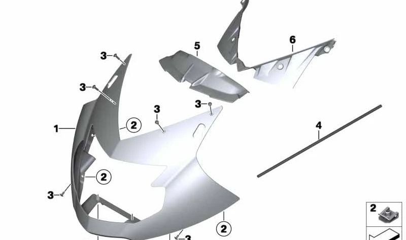 Oben des OEM -Blindschichts 46637713489 für BMW K1200 S -Motorräder, K1300 S (K40). Originaler BMW Motorrad.