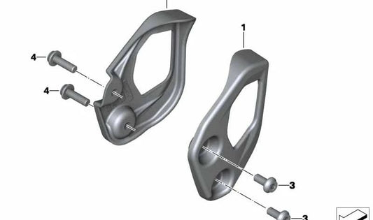 Protección de talón izquierda plateada OEM 46718526191 para motos BMW R1200GS, R1250GS, R1200GS Adventure, R1250GS Adventure. Original BMW Motorrad.