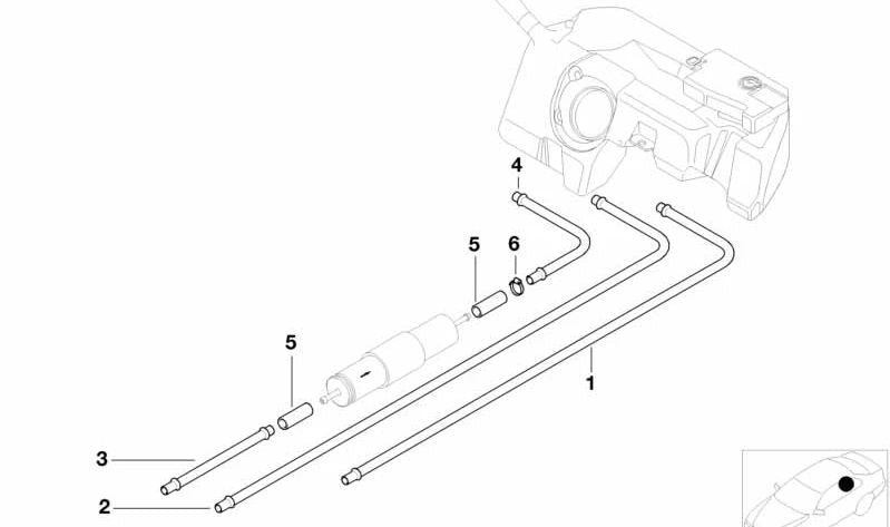 Tubería de retorno de combustible OEM 16122228499 para BMW E36 y Z3. Original BMW.