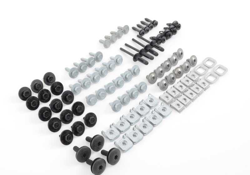 Kit de fijaciones para paragolpes delantero OEM 51112410006 para BMW E90, E90N, E91, E91N, E92, E92N, E93, E93N. Original BMW.