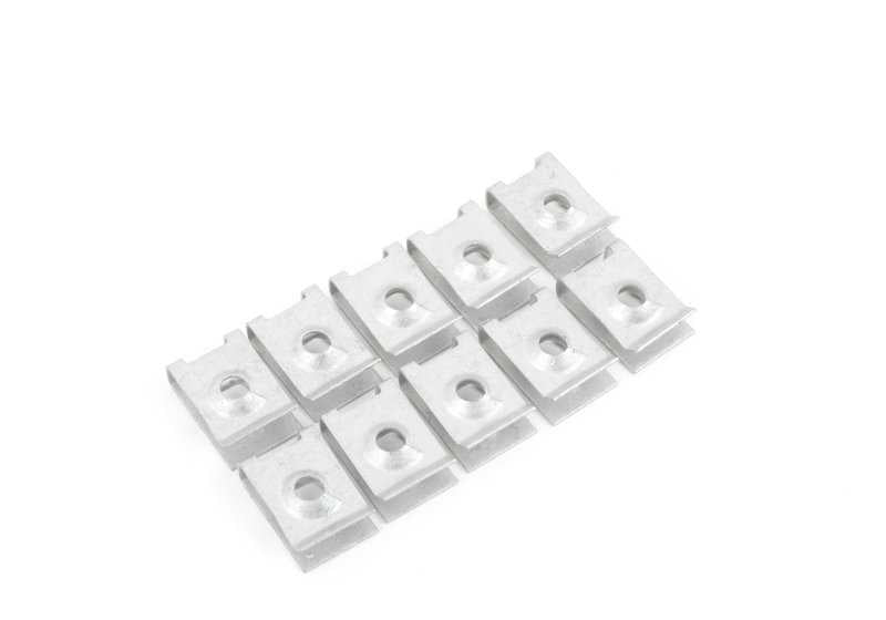 Kit de fijaciones para paragolpes delantero OEM 51112410006 para BMW E90, E90N, E91, E91N, E92, E92N, E93, E93N. Original BMW.