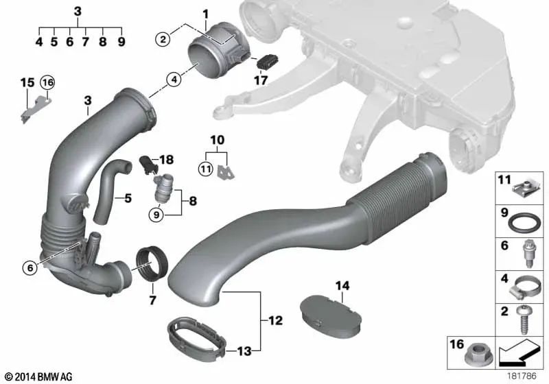 Ansaugstutzen para BMW X5 E70, E70N, X6 E71 (OEM 13717548891). Original BMW.