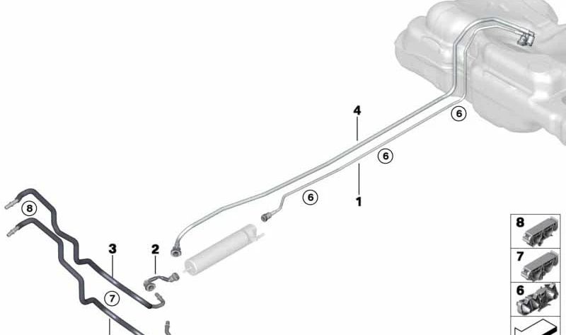 Tubería de retorno de combustible OEM 16117300641 para MINI Clubman F54 Cooper D, Cooper S, Cooper SD. Original MINI.