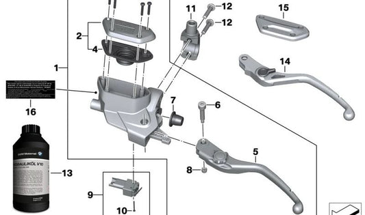 Abrazadera de sujeción izquierda OEM 32728548505 para motos BMW R1200RT, R1250RT. Original BMW Motorrad.