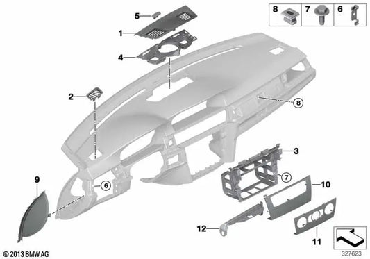 Left Side Window Defogger Cover for BMW E90, E90N, E91, E91N, E92, E92N, E93, E93N (OEM 64227123731). Original BMW.