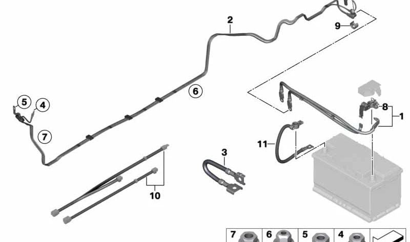 Terminal de batería de seguridad OEM 61139856124 para BMW F30, F31, F34, F35, F80, F32, F33, F36, F83. Original BMW.