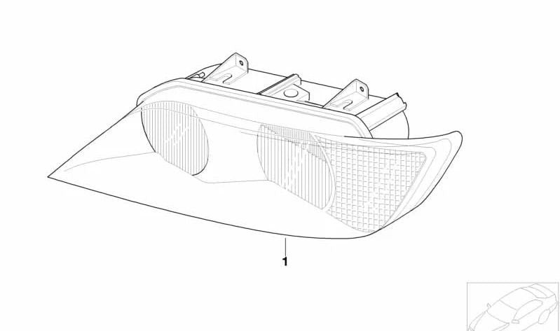 Faro delantero derecho con intermitente blanco OEM 63128386048 para BMW E36 (todos los modelos) y Z3 (todos los modelos). Original BMW.