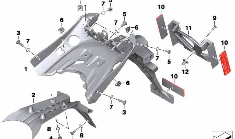 Suporte de placa traseira OEM 46628533757 para motocicletas BMW R 1200 R, R 1250 R, R 1200 RS, R 1250 RS. Originais BMW Motorrad.
