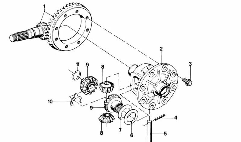 Engranaje cónico diferencial OEM 33131204990 para BMW E21. Original BMW.