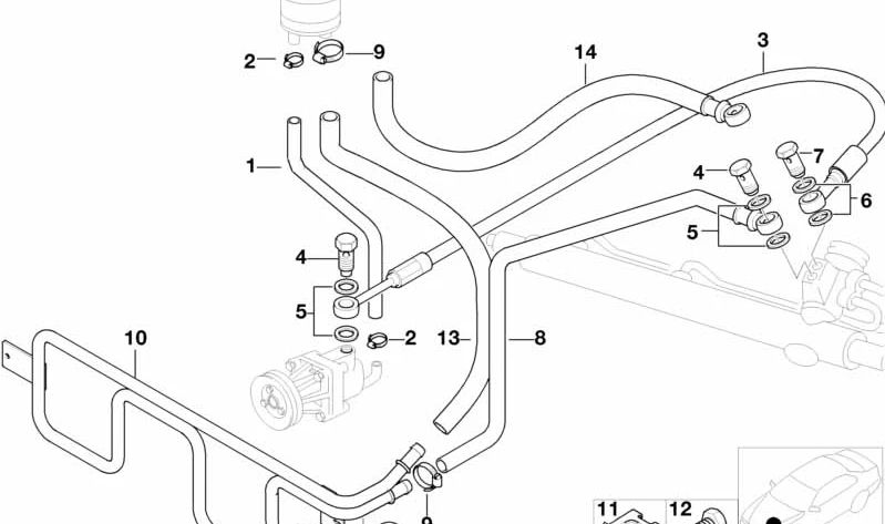 OEM 32411095524 assisted steering cooling pipe for BMW E36. Original BMW.
