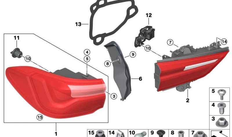 Piloto trasero derecho OEM 63219881162 para BMW X2 F39. Luz trasera lateral original BMW.