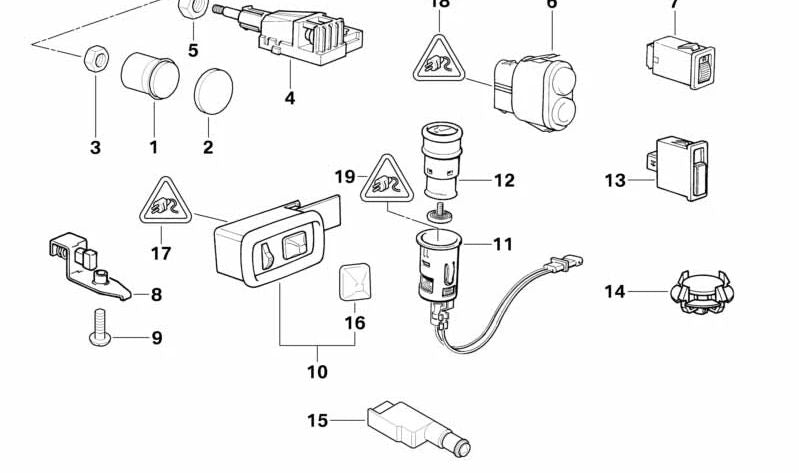 Chromtaste für Lichtschalter OEM 61318389880 für BMW Z3 (E36) 1.8, 1,9, 2,0 mit manueller oder automatischer Änderung. Original BMW.