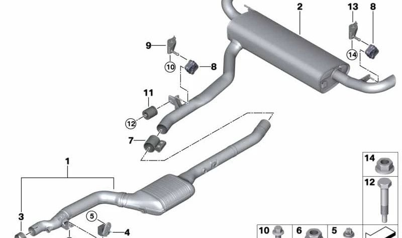 Silencioso delantero OEM 18308475365 para BMW X5 G05. Original BMW.