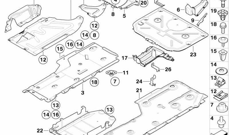 Déflecteur inférieur OEM 51757139115 pour BMW E88, E92, E93. BMW d'origine.