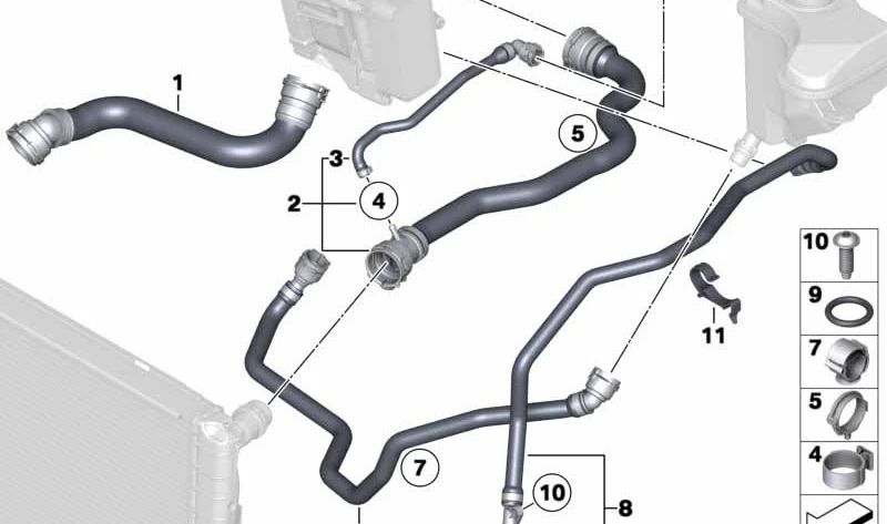 Kältemittelschlauch für BMW 3 E90N -Serie, E91N, E92N, E93N, X1 E84 (OEM 17127811125). Original BMW.