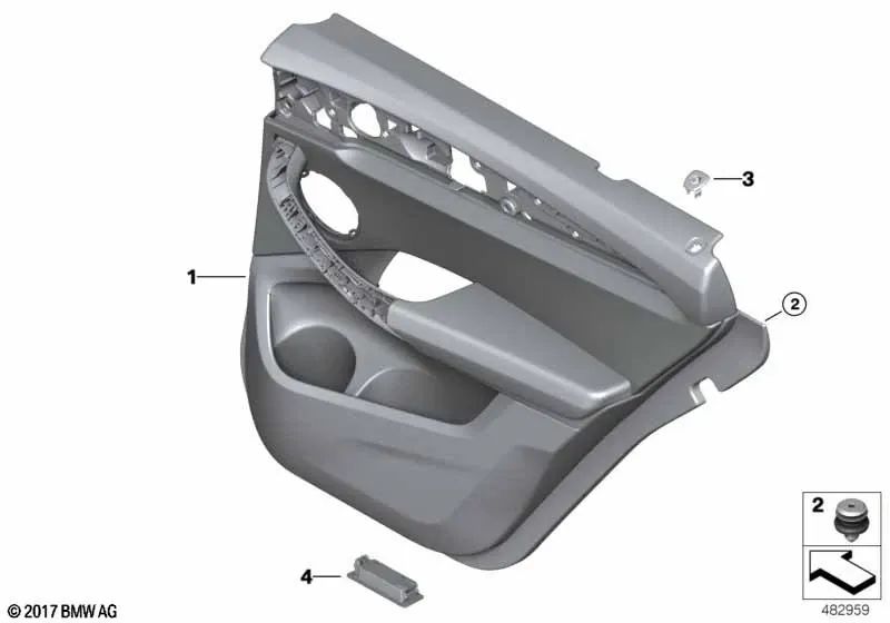 Fissaggio della porta posteriore destra per BMW X3 F97, G01 (OEM 51428747064). BMW originale