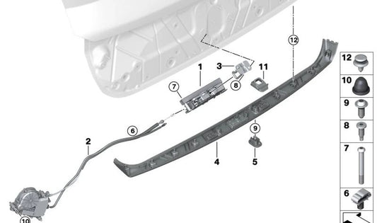 Irmandade moldando com luz (Maneta) OEM 51135A44617 para BMW X6 F96 e G06. BMW original sobressalente.