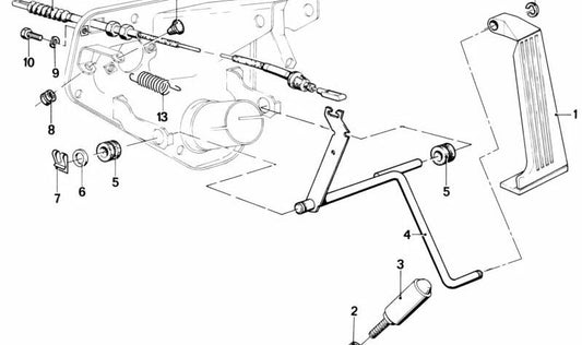 Cable del acelerador OEM 35411152504 para BMW E24 628CSi, 633CSi y 635CSi (modelos manuales y automáticos, 1976–1989). Original BMW.