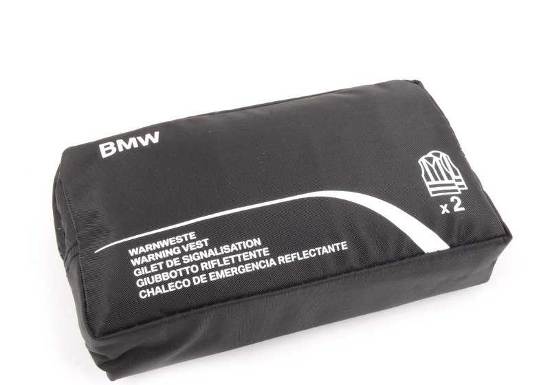 Set de chalecos reflectantes OEM 82262288693 para BMW y MINI {E81,E82,E87,E88,F20,F21,F40,F22,F23,F45,F46,E30,E90,E91,E92,E93,F30,F31,F34,F80,G20,G21,G28,F32,F33,F36,F82,F83,E28,E34,G30,G31,E63,E64,G32,E32,E65,E66,G11,G12,E31,G14,G15,E84,F48,F39,E83,