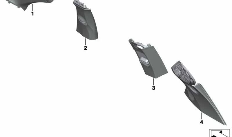 Moldura interior tapizado Alcántara derecho para BMW X7 G07, G07N. Color blanco marfil (elfenbeinweiss). Pieza original BMW. OEM 51435A0DA84.