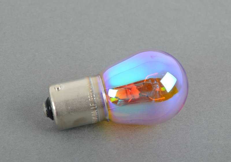 Bulbe intermittent bleu 12V 21W OEM 63217160907 pour BMW E36, E46, E39, E60, E38, E85 et Mini R50, R53. Compatible avec les pilotes arrière blancs. BMW et mini d'origine.