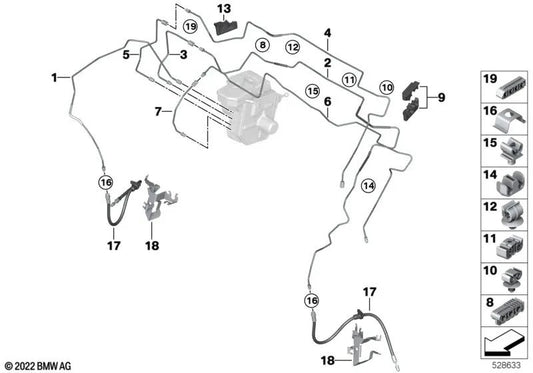 Bremsschlauchhalterung vorne links OEM 34306877751 für BMW 2er G42, 3er G20, G28, G21, 4er G22, G23, G26, i3L G28, i4 G26... und mehr. Original BMW.