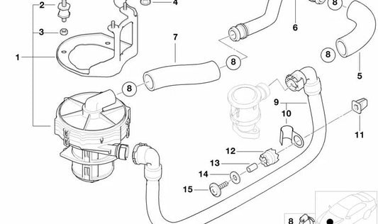 OEM Sekundärluftpumpe 11721707585 für BMW E38. Original BMW.