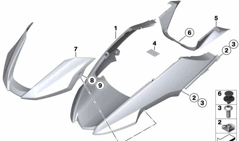 Extensión guardabarros delantero OEM 46617694390 para motos BMW R 1200 GS y R 1200 GS Adventure (K25). Original BMW Motorrad.