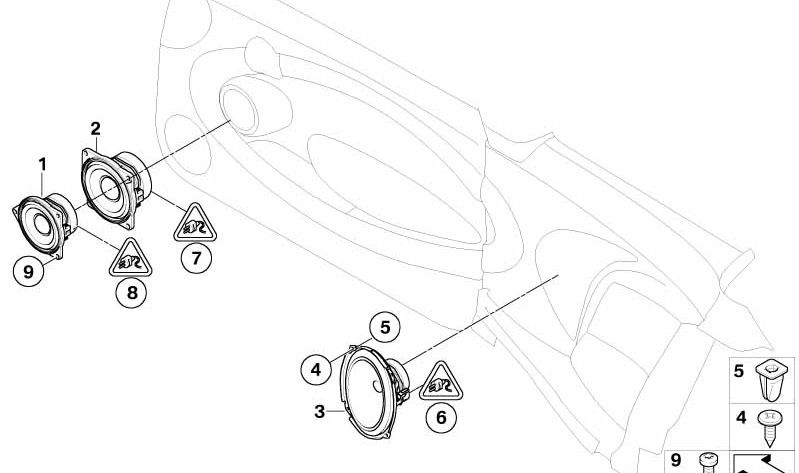 Altavoz trasero sistema estéreo OEM 65133451767 para MINI R52. Compatible con One, Cooper y Cooper S (2004-2008). Repuesto original MINI. Ideal si no te funciona el altavoz trasero o suena mal.