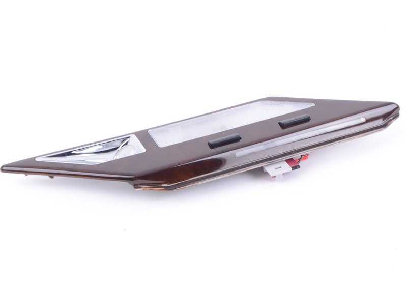 Luz de lectura interior trasera derecha con acabado en madera OEM 63318352608 para BMW E38. Original BMW.