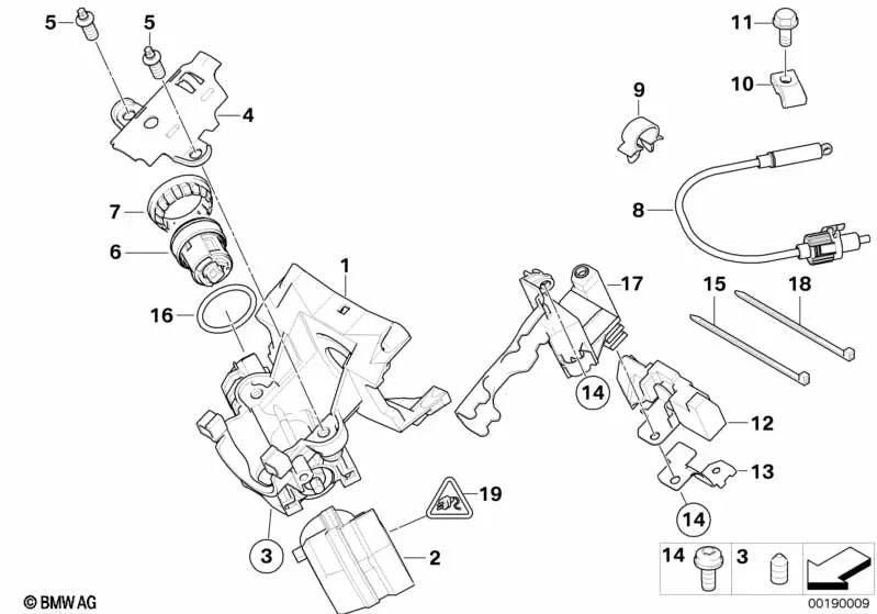 Interlock Steering Wheel Lock for BMW E39, E38, E53 (OEM 32321095824). Original BMW