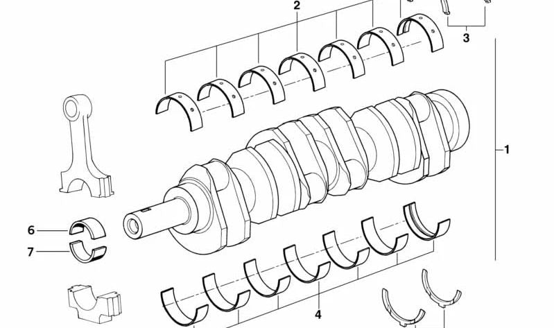 Cojinete de bancada (amarillo) OEM 11211725452 para BMW E38 y E31. Original BMW.