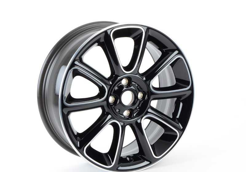 Llantas de aleación OEM 36116850504 Sandblast Turned 132 para MINI R55, R56, R57, R58, R59. Diseño bicolor negro/brillo, 17", ET48. Original MINI.