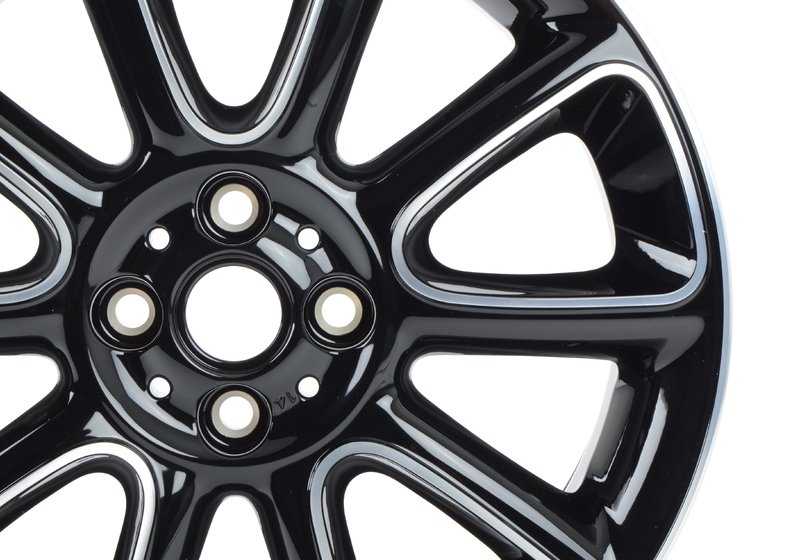 Llantas de aleación OEM 36116850504 Sandblast Turned 132 para MINI R55, R56, R57, R58, R59. Diseño bicolor negro/brillo, 17", ET48. Original MINI.