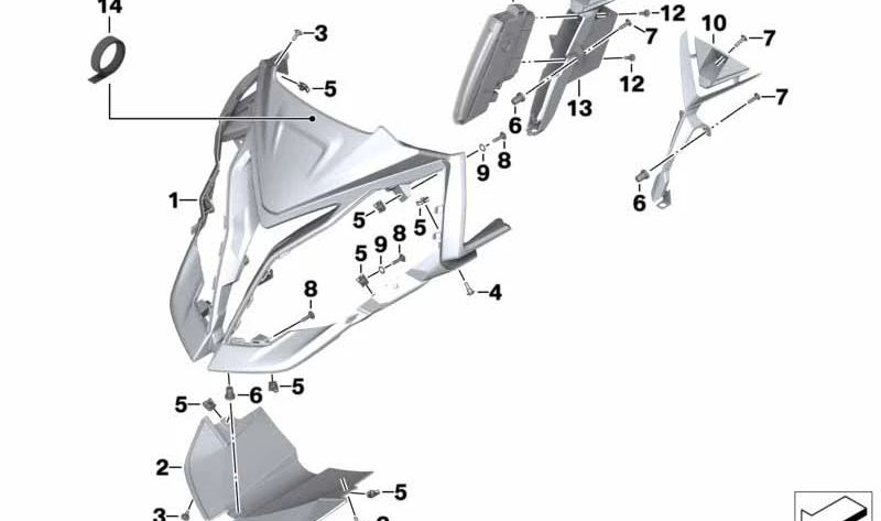 Revestimiento frontal OEM 46637717042 para motos BMW S 1000 XR (K49) 2015-2019. Original BMW Motorrad.