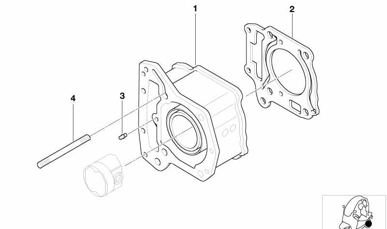 Junta pie de cilindro OEM 11117651438 para motos BMW C1 125, C1 200. Original BMW Motorrad.