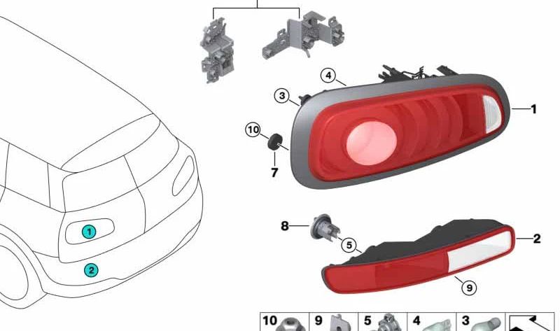 Piloto trasero derecho OEM 63217475588 para MINI Clubman F54 (12/2014 - 06/2019). Original MINI.