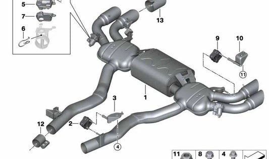 Rear silent with OEM exhaust valve 18308098803 for BMW X5 F95 and X6 F96. Original BMW.