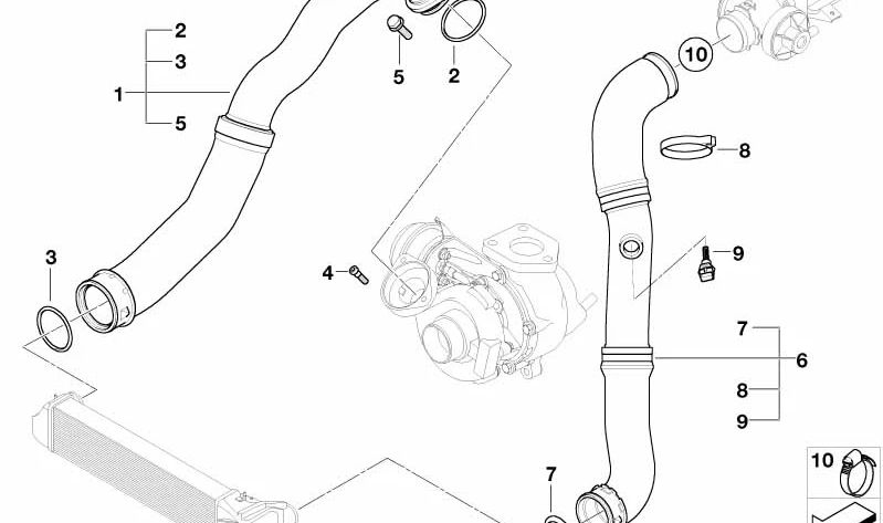 Tube d'admission à l'air OEM 11617799397 pour BMW E46. Pièce BMW originale.
