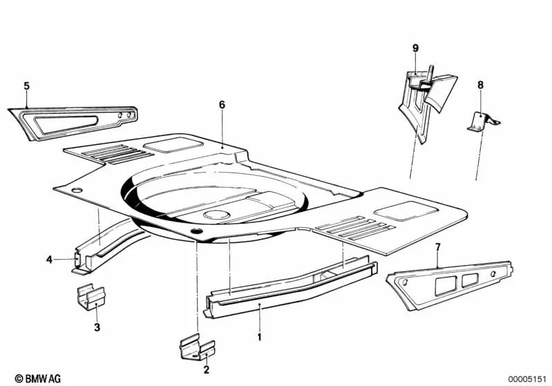 Traversa posteriore destra per la serie BMW 3 E21 (OEM 41111855006). BMW originale.