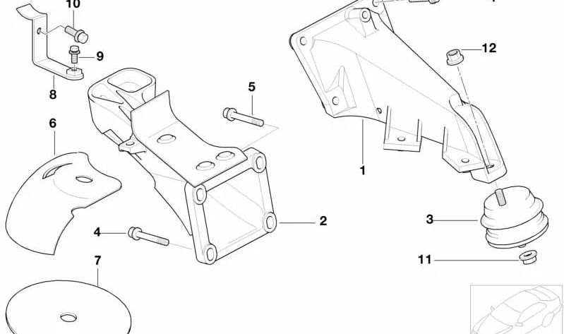 Soporte motor derecho OEM 11811138249 para BMW E36 y Z3. Compatible con sistemas de motor y suspensión. Pieza original BMW.